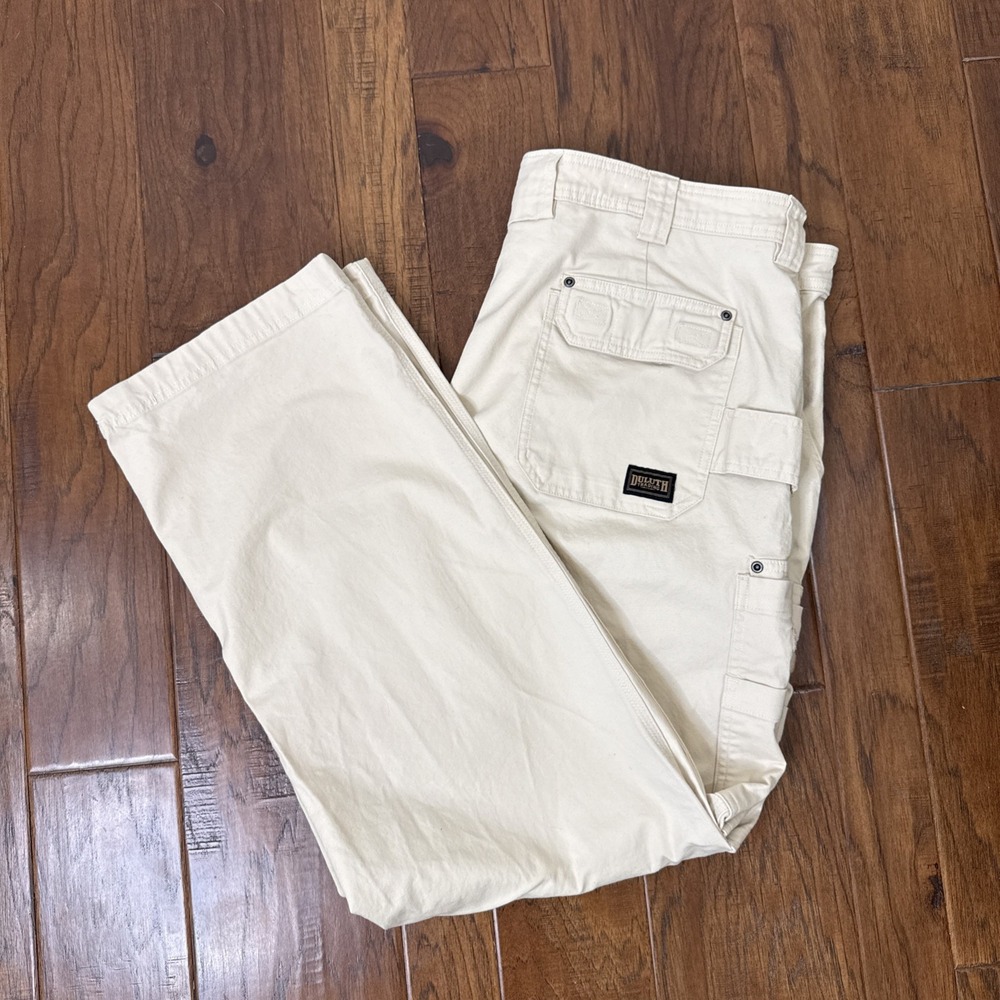 Duluth Trading Flex Fire Hose Relaxed Fit Cargo Carpenter Spandex Canvas 42x34